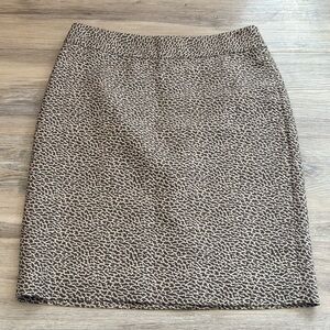 Loft flat front giraffe animal print cotton silk pencil skirt size 0p petite